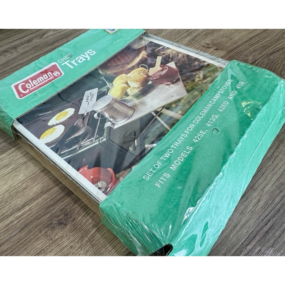 Vintage Coleman Chef Trays 413-731 NOS Set of 2 Camp Stove Side Shelves Sealed - Picture 5 of 9